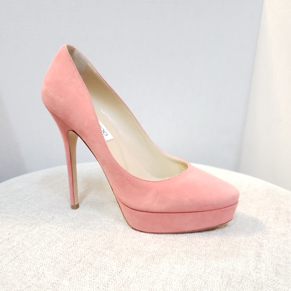 JIMMY CHOO Suede Salmon Heels - Picture 1 of 7